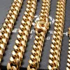 Chains 6mm/8mm/10mm/12mm Hip-Hop 18k Gold Plated Miami Cuban Link Chain Stainless Steel Necklace Gift For Men Women JewelryChains ChainsChai