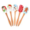 Christmas Cake Tools Wooden Handle Kitchen Fondant Cream Spatula Silicone Butter Scraper Kitchen Baking Tool SN4393