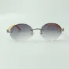 Ovale Retro-Sonnenbrille von Buffs 8100903-B mit naturweißen Büffelhornstäben und 58-mm-Gläsern216F