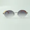 Retro oval Buffs sunglasses 8100903-B with natural white buffalo horn sticks and 58mm lenses