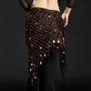 Belly Dance Costume Bling Sequine Hip Scarf Tribal Fringe Tassel Wrap Belt Solid Color Red Silver Golden 220812
