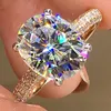 18K Au750 Yellow White Gold Women Ring Diamonds 1 2 3 4 5 Carat Oval Luxury Wedding Party Engagement Anniversary Ring 220816