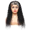 Water Wave sem gluus Human Wigs Indian Head Band Wig Para Mulheres Negras Cabelos Longos 10-30 polegadas peruca de faixa encaracolada