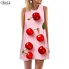 Women Tank Top Dress Cool Strawberry Orange Fruit 3D Print Kort klänning Hip Hop Street Style Kvinna Väst ärmlös klänning W220616