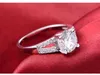 Katı Gerçek 925 Ayar Gümüş Yüzük Düğün Nişan Promise Yüzükler Kadınlar Için İki Renk Parmak Takı