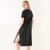 Elegant bomullskvinnklänning avslappnad lös kort ärm delas ut svart kvinnlig sexig lång för år vestido försäljning 220613