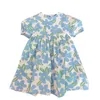 Summer Lolita Blue Floral Kids Ubrania dziewczęta swobodne eleganckie sukienki dla dzieci na imprezę wróżka księżniczka Sundress Ball suknia Y220510