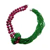 Chokers Y.yying 2 Rows Fuchsia Tiger Eye 18 Green Crystal Statement ketting voor womenchokers