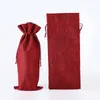 Emballage cadeau Sacs de vin Sacs de bouteille rouge Couvertures de champagne Pochette d'emballage en toile de jute Sac de décoration de fête de mariage Sacscadeaux