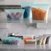 실리콘 식품 저장 용기 세트 신선한 그릇 컵 가방 재사용 가능한 스탠드 업 ZIPS 닫힌 가방 과일 야채 컵 씰 주최자 2926
