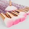 10 datorer Makeup Brush Set Crystal Thread Handtag Powder Foundation Blush Blending Cosmetic Beauty Make Up Brush Pincel Maquiagem