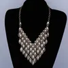 Подвесные ожерелья роскошные крупные кристаллические заявления о колье серебряного покрытия и золотого цвета металлическая мода для женщин