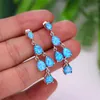 Dangle Kronleuchter Boho Weibchen weiß blau Opal Ohrringe silberne Farbe für Frauen Vintage Braut Geometrische Hochzeit Ohrring2781477