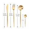 Zestawy naczyń stołowych Gold Cutlery Forks Rzczebki nożowe stoliki stoliczne stoli nierdzewne widelec noża