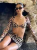 Autumn Fashion Casual Sexy Leopard Print Crop Top en Mini Rok Two -Piece Set Set For Women 2022 Nieuwe outfit Beach74289999