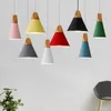 Подвесные лампы северные деревянные светильники многоцветный алюминиевый оттенок для столовой дома комбинированный батон