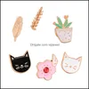 Pinos broches jóias joias de gato de gato colorf pinos de esmalte para roupas desenho animado sucentas planta cacto saco de jaqueta diy entrega 2021 jnd18