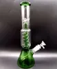 Bécher en verre bleu vert Bong Narguilés 14 pouces Helix Perc Percolator Bongs Heady Fumer des conduites d'eau conduites d'eau avec narguilé attrape-glace