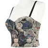 Spring 2022 Sexy Female Denim Corset With Cup Nightclub Party Short Women Camis In Bra Cropped Crop Top Push Up Chest YH1193 G220414
