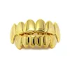 8 Teeth Hip Hop Grillz 14k Gold Top and Bottom Body Mouth Grills Set with Extra Molding Bars