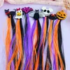 Saç Uzantıları ile Cadılar Bayramı Hairclips Kostüm Aksesuarları Peruk Örgülü At kuyruğu Kabak Hayalet Yarasa Kara Kedi Cadı Şapkası Barrettes Saç Pin Partisi Cosplay Prop