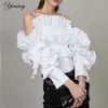 2019 Femmes Gilet D'été Tops Sans Manches Réservoirs Bouton Solide Femmes Chemise Avant À Volants Ourlet Camis Femme Crop Top mengdi LJ200818