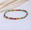 Bracelets de cheville perlés faits à la main pour femmes Egirls Beach Boho perles colorées bracelets de cheville pied élastique et chaîne de main bijoux faveur de fête