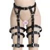 Nxy Sm Bondage Faux Leather Harness Thigh Cuffs Leg Garter Suspenders Restraint Strap Intimate Panties Adult Sex Toys for Women220419