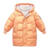 Yeni Kız Moda Sonbahar Kış Sıcak Pamuklu Ceket Çocuk Giyim Uzun Kapşonlu Yakalı Basılı Pamuk 4-12 Yaş J220718