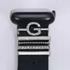 26 LettersMetal Charms Decorative Ring tiras de decoração Diamante Ornamento Bracelet Silicone Strap Acessórios para Apple Iwatch Samsung Watch 4 Xiaomi Huawei Band