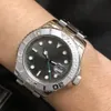 Rostfritt stål ST9 anländer titta på män handled hög kvalitet automatisk 40mm rodium dial män original lås safir glas armbandsur unga klockor