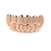 8 zębów Hip Hop Grillz 14 -krotnie złoty górny top i dolne kratki usta ustawione z dodatkowymi prętami formującymi