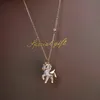 Pendant Necklaces Korean Personality Shiny Rhinestones Cute Horse Necklace Temperament Sweet Girl Clavicle Choker Women Fashion Jewelry