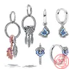 Charm Ny 925 Sterling Silver Stud Rose Gold Diamond Hoop Earrings Pendant Womens Wedding Pandora smycken Gåvor Fashion Accessories 1