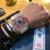 Uxury Watch Date Richa Casual Men's Transparent Automatic Mechanical Watch Personlighet Full Hollow Crystal Luminous Waterproof Tape Large