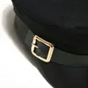 2019 Fashion Wool Solid Visor Cappello militare Autunno e inverno Vintage Patchwork Pu Beret Cap per le donne Inghilterra Berretto piatto J220722