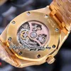 RRF th15412 Automatic Mechanical Mens Watch zx15468 Rainbow T Diamonds Bezel Frosted Gold Case Skeleton Dial Double Balance 316L S1279227