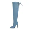 bottes en jean bleu femme