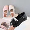 Filles dentelle perle Lolita doux cuir verni chaussures adolescent japonais Kawaii mignon léger mocassins plate-forme Mary Jane noir appartements 26-36