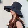 Cappello da sole a tesa larga da donna Tinta unita Protezione UV Cappello da pescatore Cappello da uomo in cotone traspirante da viaggio all'aperto