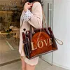 Evening Bag Fashion Transparent Pvc Handbag Female Clear Brown Shoulder Love Letter Printing Tote Summer Beach Handbags Xa813 220630