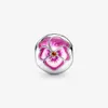 Abalorios de Clip de flor de pensamiento rosa de plata de ley 100% 925, accesorios de joyería de moda para pulsera europea Original