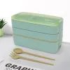 Kitchen 900ml Microwave Lunch Box Wheat Straw Dinnerware Food Storage Container Children Kids School Office Portable Bento Box