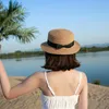 COKK Panama Simple été plage femme décontracté dame femmes à bord plat nœud papillon casquette de paille filles chapeau de soleil Chapeu Feminino 220629
