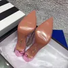 Aquazzura En kaliteli tasarımcılar topuklu bayan sandalet Topuklar kristal toka parti gelinlik ayakkabı topuk seksi geri kayış % 100 deri taban sandalet 35-42