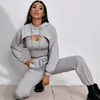 Women's Two Piece Pants Hoodie set track Tight Black and White Suit
