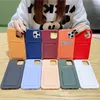 Casos de telefone de silicone l￭quido para iPhone 14 13 12 11 Pro m￡ximo xr xs x 8 7 6 Plus Samsung S21 Ultra Note 20 A32 A42 A52 A72 5G Slot Slot TPU Soft iPhone Case para iPhone