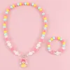 Earrings & Necklace Rainbow Colorful Resin Beads Princess Pendant Bracelets Jewelry Set For Kids Girls Play Costume Children Party Gifts W220423