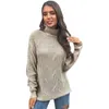 Femme col roulé chandails tricoté pull femmes hiver automne chaud pull à manches longues pull