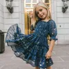 2022 Nouvelle robe smockée vintage pour filles à manches courtes en mousseline de soie vêtements d'été pour 3-8 ans anniversaire mariage enfants robes de princesse G220428